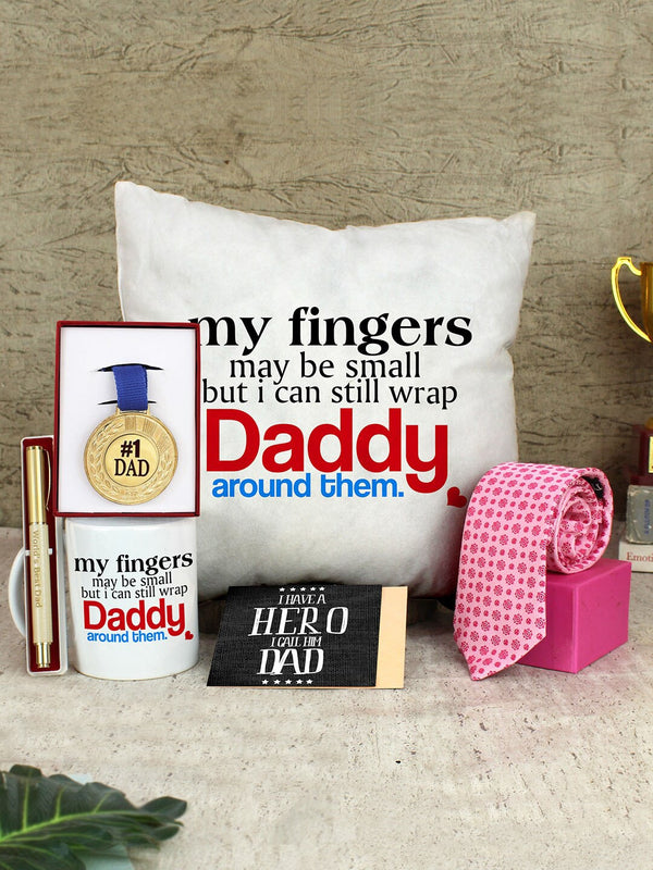 White & Red 6-Pieces Printed Fathers Day