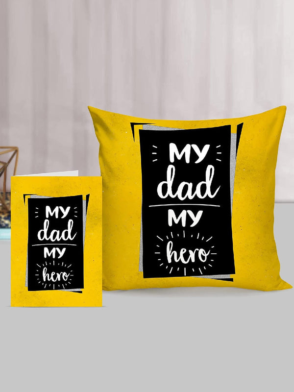 Yellow & Black Fathers Day Gift Set Printed Cushion