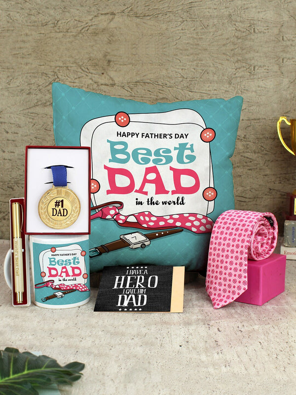 Blue & White 5-Pieces Printed Fathers Day Cushion