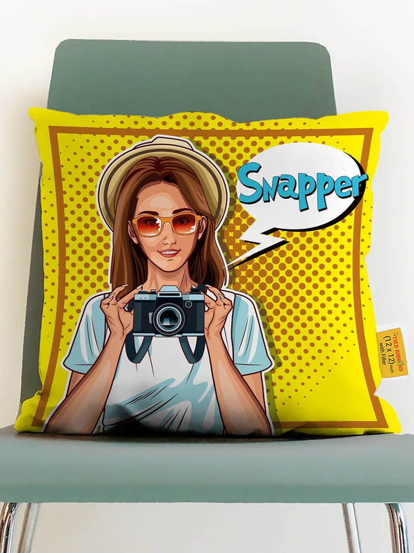 Yellow Printed Cushion Cover