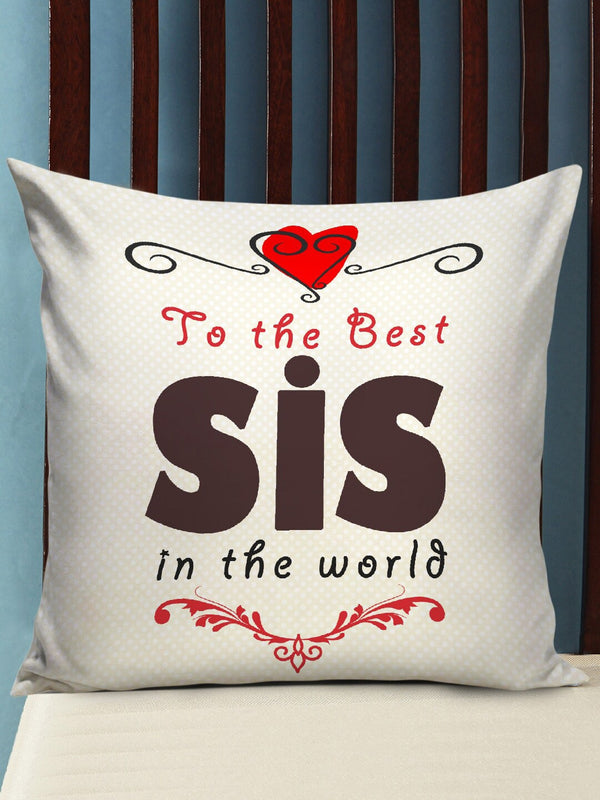 Beige & Red Printed Cushion