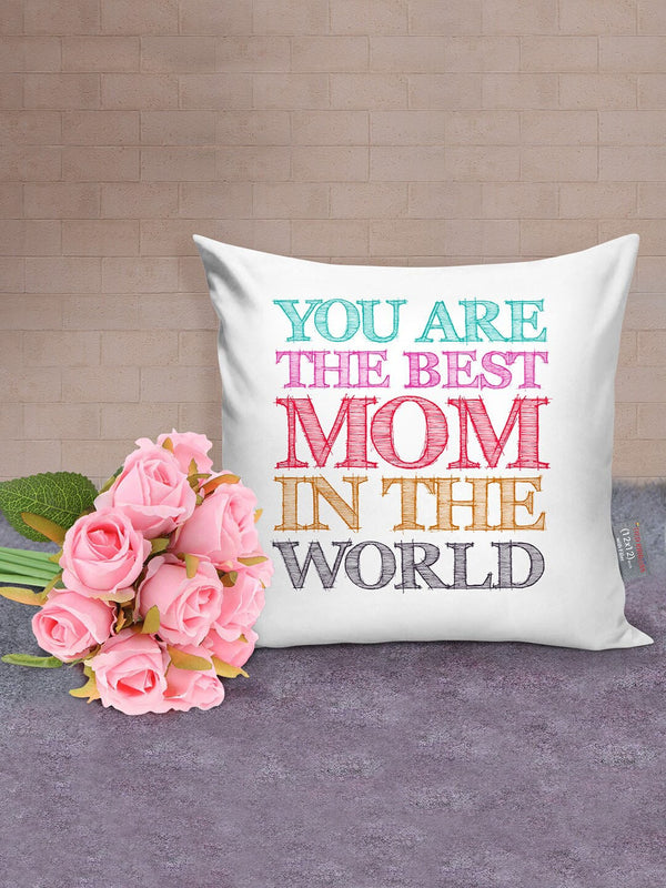 Mothers Day Special Gift White & Pink Printed Cushion