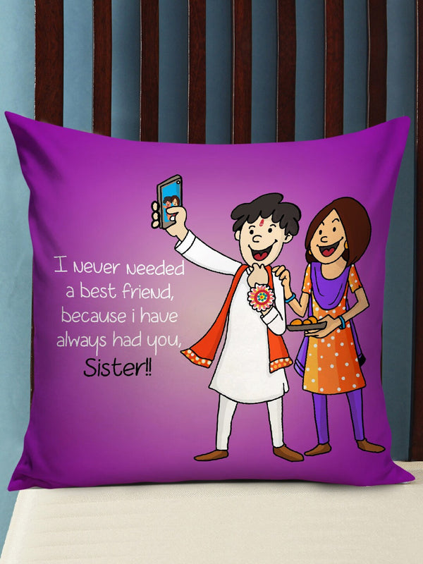 Purple Printed Cushion Rakhi Gift