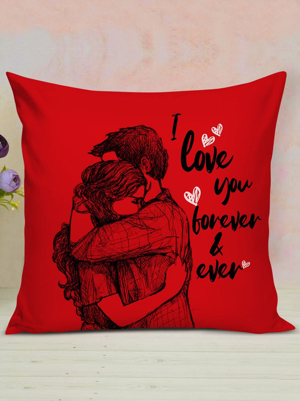 Red Valentine Day Special Gift Red Printed Cushion