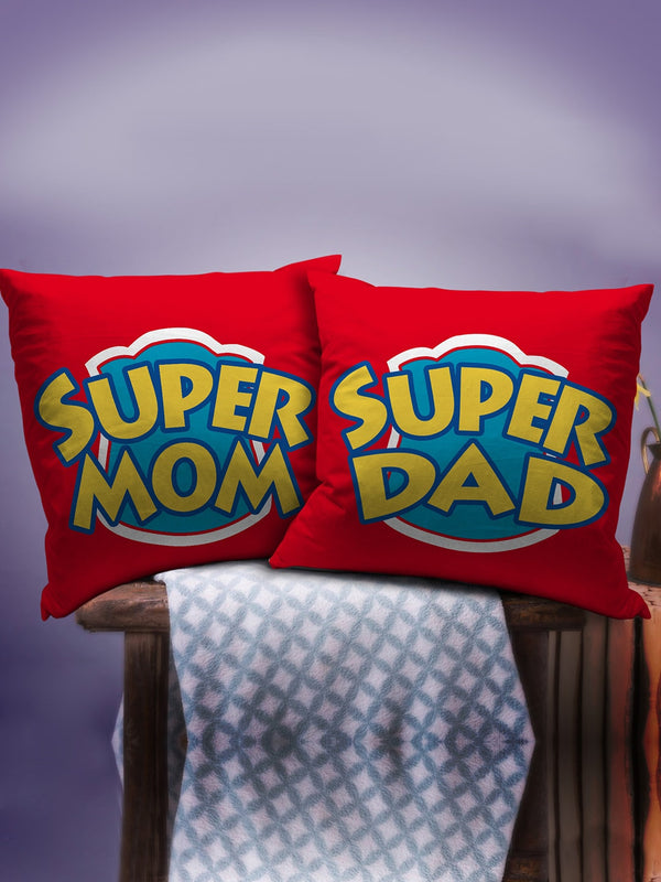 Set Of 2 Multicolored Mom Dad Printed Cushions