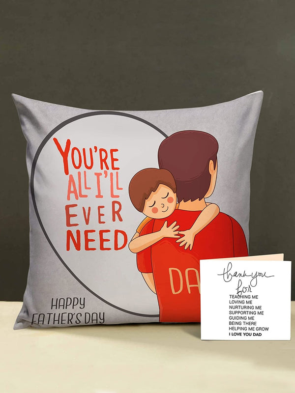 Grey & Red Fathers Day Gift Printed Cushion