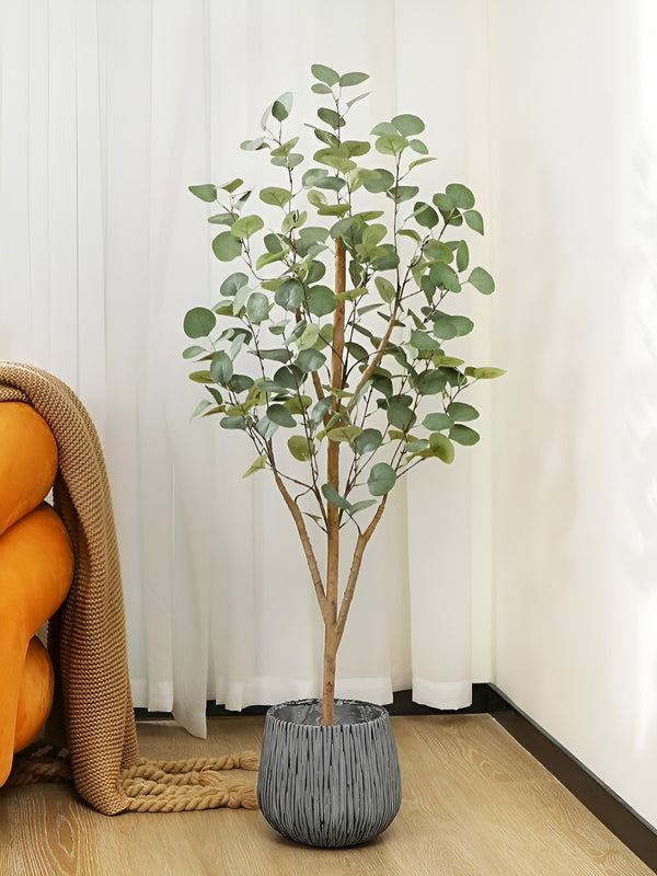 Green And Brown Eucalyptus Artificial Plant With Pot