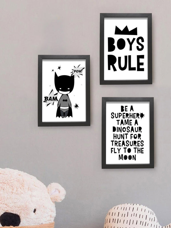 Set Of 3 White & Black Quotes Printed Poster