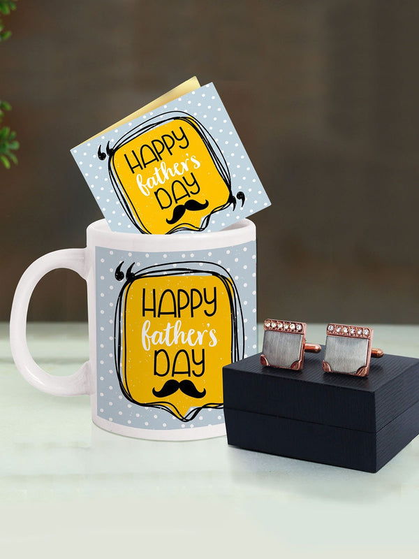 Set Of 3 Yellow Printed Father's Day Gift