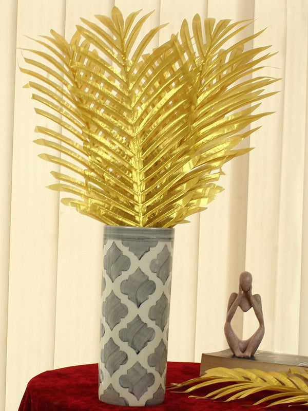 Gold-Toned 10 Pieces Decorative Areca Palm Plant Leaves