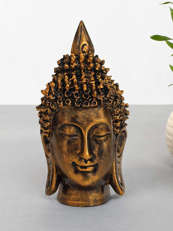 Gold-Toned Decor Buddha Head Idol Statue Showpiece