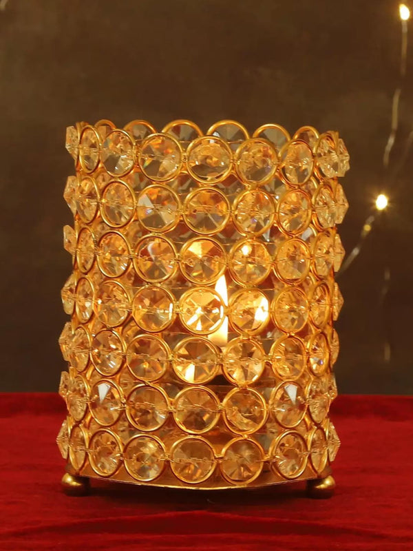 Gold-Toned Decoration Crystal Tea Light