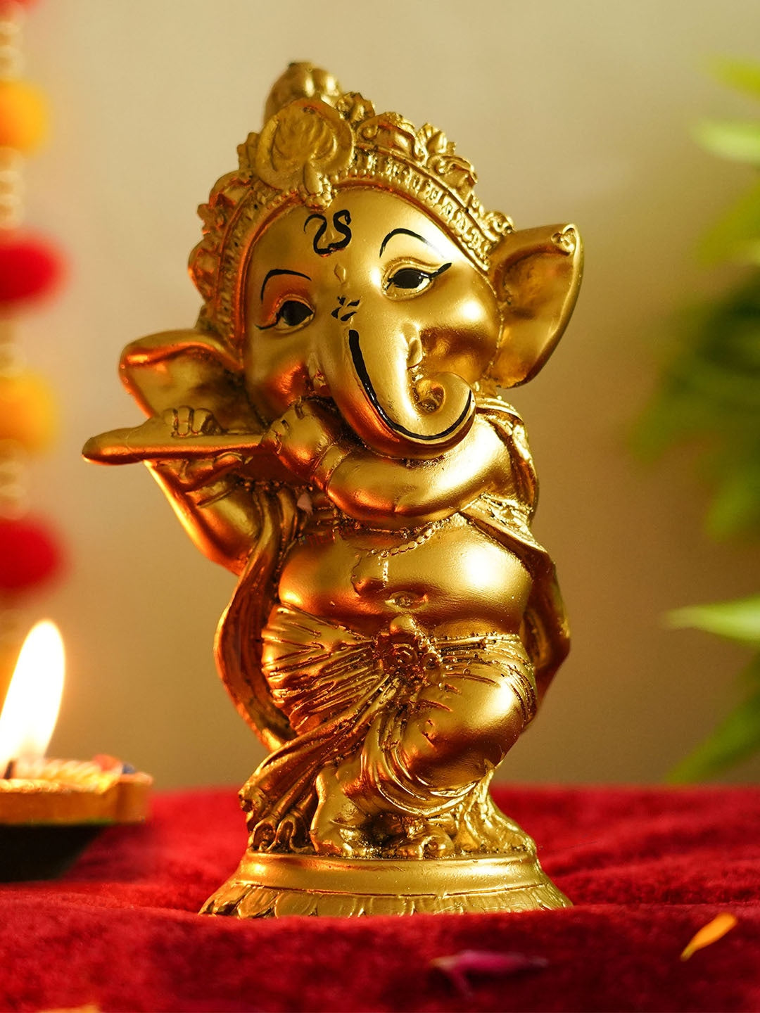 Buy | Gold Lord Ganesha Idol Showpiece | Tied Ribbons