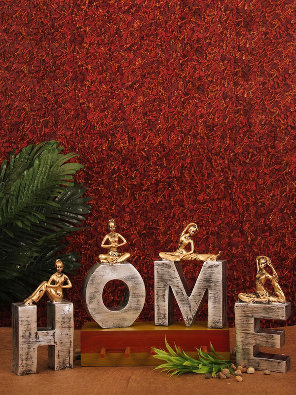 Gold & Silver-Toned Decorative Home Sign Symbol With Attached Yoga Lady