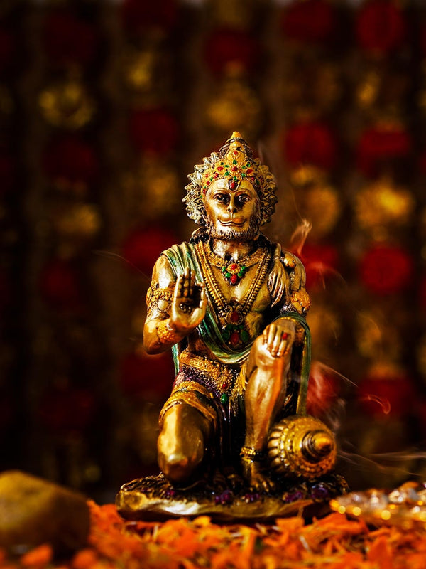 Golden_&_Green_Polyresin_Hanuman_Idol_1