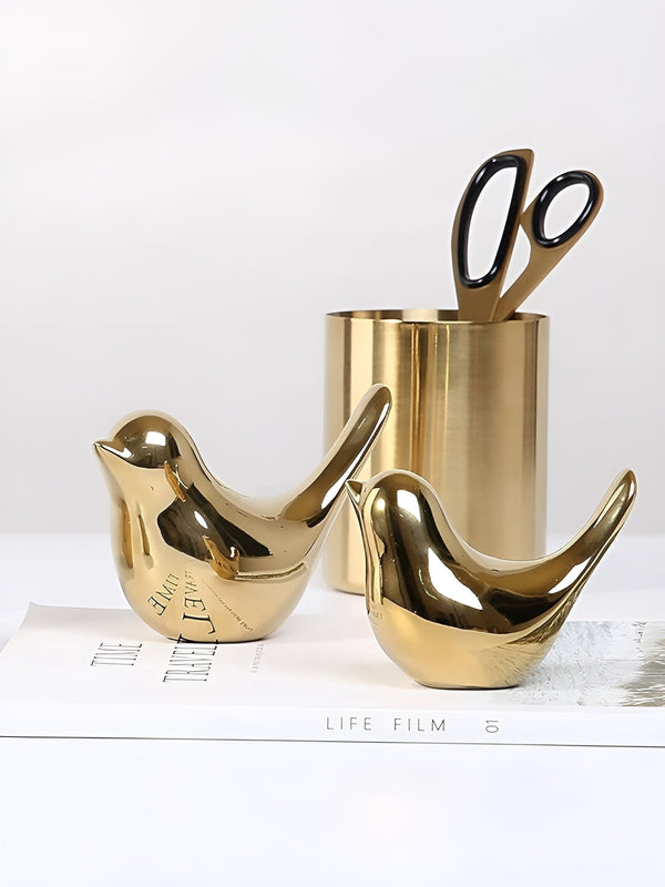 Ceramic Golden Bird Pack of 2