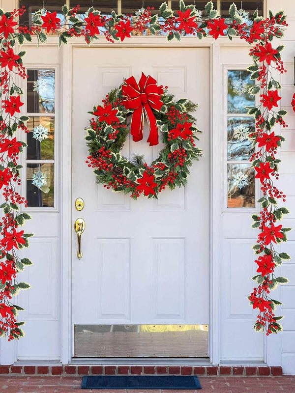 Set of 2 Red Christmas Poinsettia Flowers