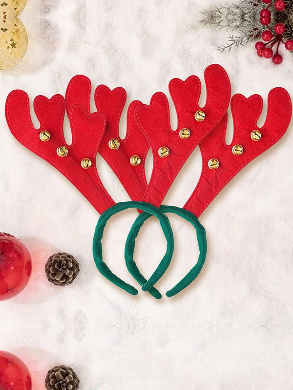 2-Pcs Red & Green Christmas Reindeer Antler Headbands
