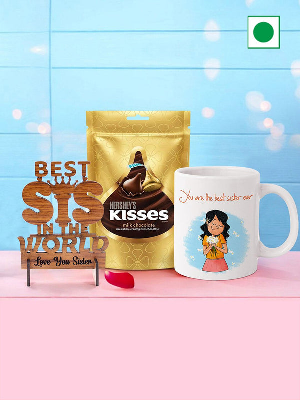 Printed Coffee Mug & Showpiece with Chocolate Raksha Bandhan Gift Set
