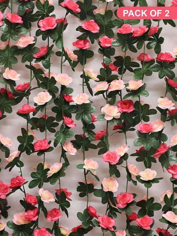 Set of 2 Artificial Flower Vine Garland Creeper 45 Small Rose (2.3 Meter)