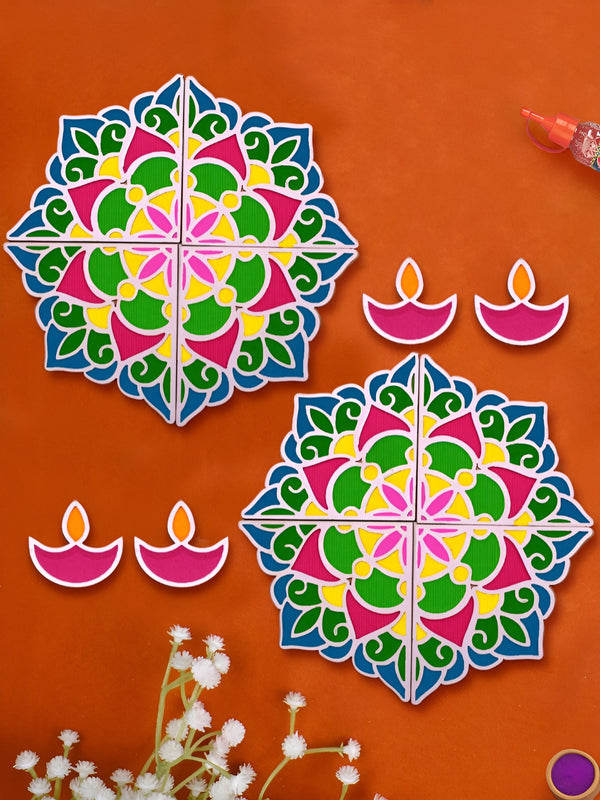 6-Pcs Beige & White Textured Rangoli Stencils
