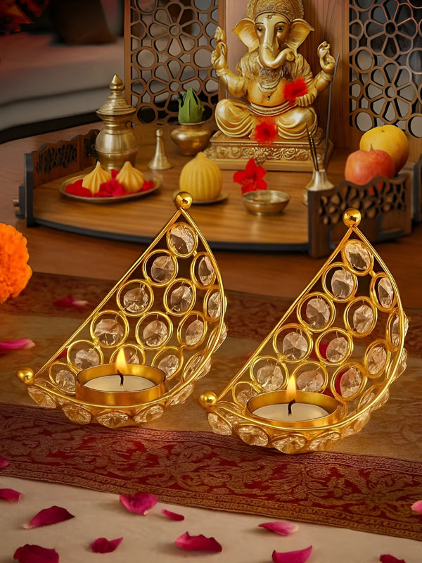 Gold-Toned Set of 2 Candle Holder