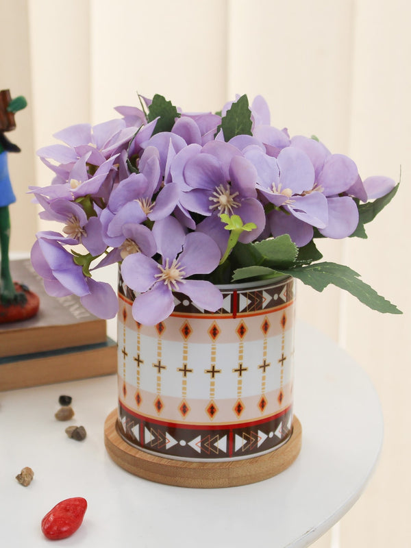 Lavender and White Artificial Hydrangea Flower Plant With Pot