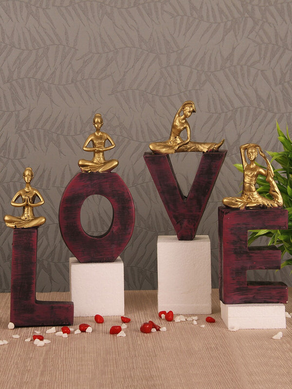 Maroon & Gold Toned Decorative Love Sign