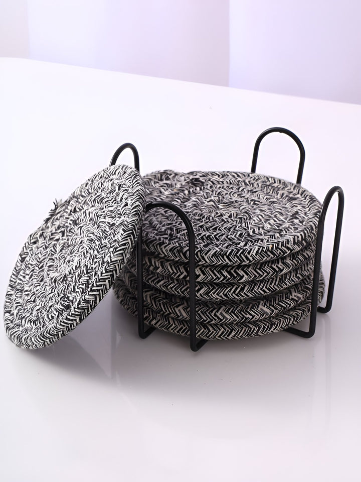 Buy | Grey 6 Pieces Round Coasters | Tied Ribbons