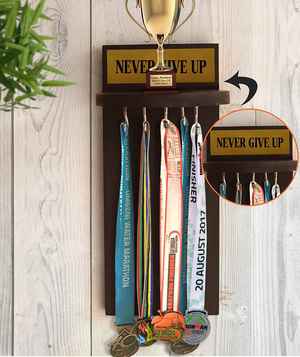 Torophy Handle Ribbons Buy | Wood Trophy Shelf Decorative (Brown) | TIED RIBBONS