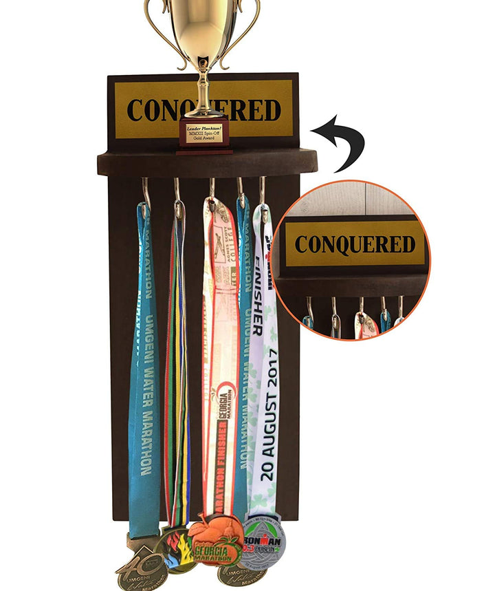 Torophy Handle Ribbons Buy | Wood Trophy Shelf Decorative (Brown) | TIED RIBBONS