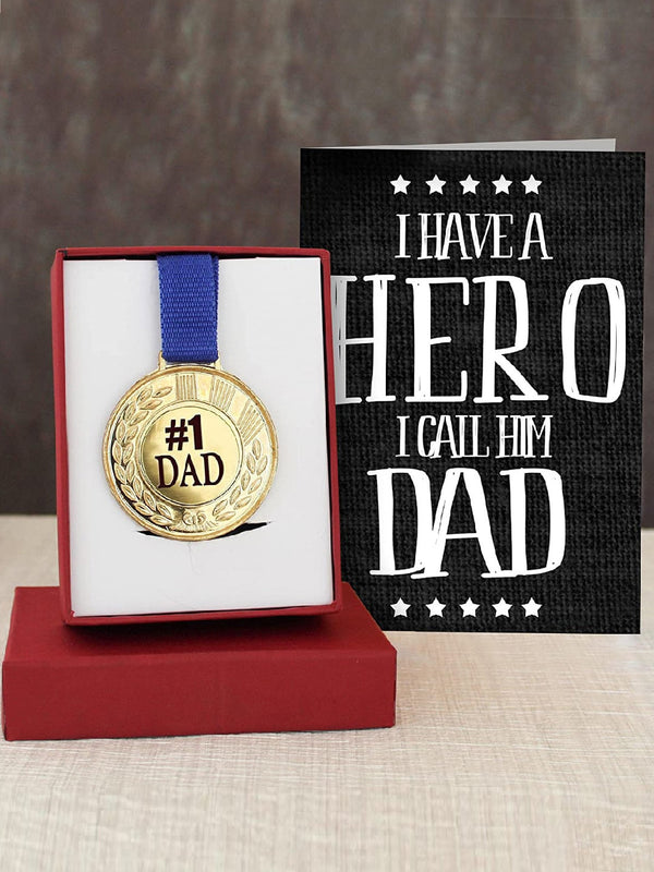 Blue & Black Fathers Day Gift Golden Medal