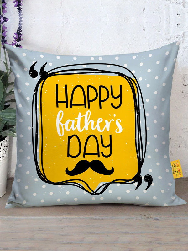 Yellow & White Fathers Day Gift Cushion Cover with Medal