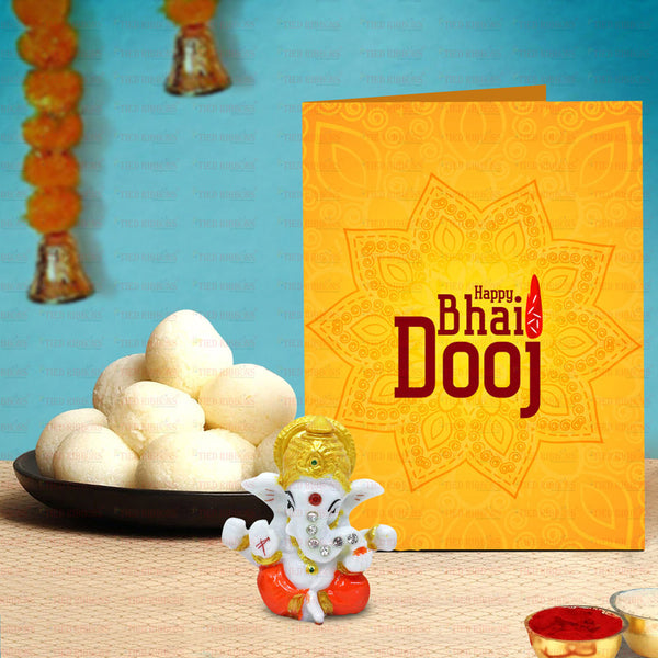 Special Bhai Dooj Combo (Ganesha Idol & Sweets) with Kalawa and Roli Chawal