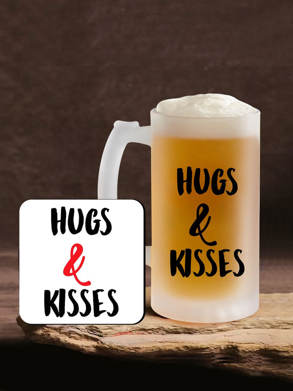 Transparent With Hugs & Kisses Printed Beer Mug