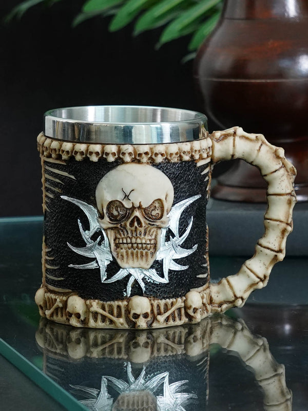 Blue & Brown Handcrafted Solid  Steel Mugs
