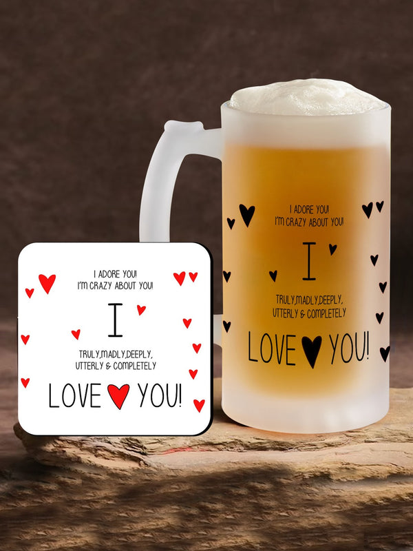 Transparent & White Printed Frosted Beer Mug
