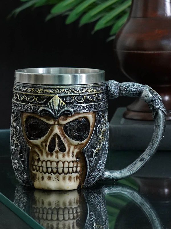Grey & Brown Handcrafted Steel Mug