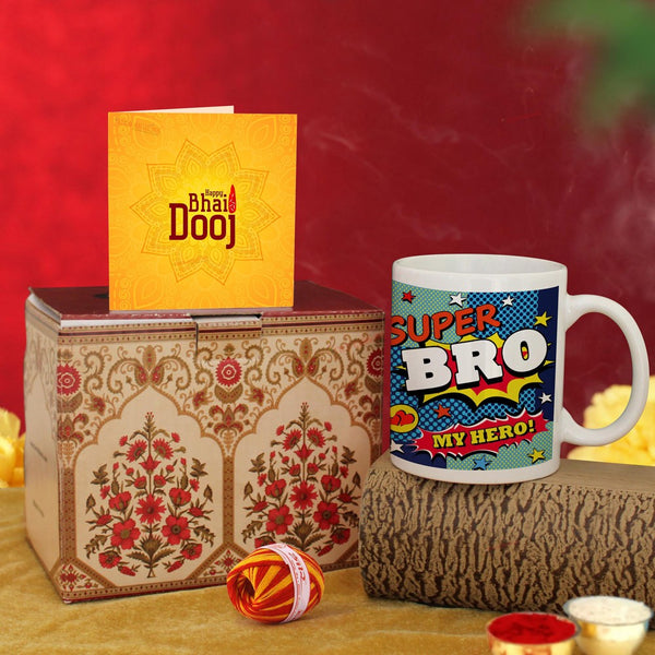 Super Bro Printed Coffee Mug and Bhai Dooj with Moli