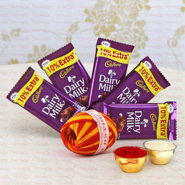 Bhai Dooj Chocolate Pack with Mauli Kalawa & Roli Chawal