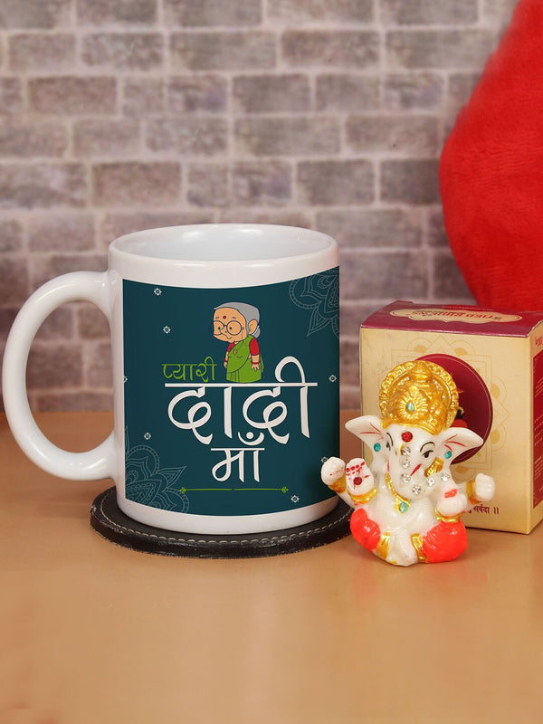 2-Pieces Green Printed Mug with Ganesha