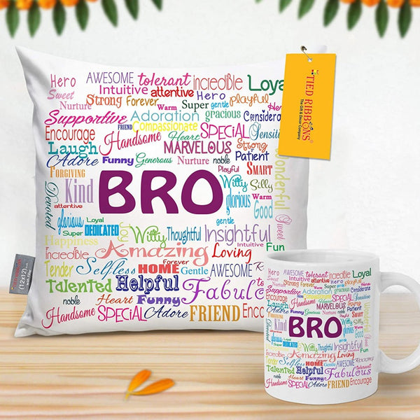Best Gift For Brother (Ceramic Coffee Mug with Printed Cushion) With Kalawa and Roli Chawal