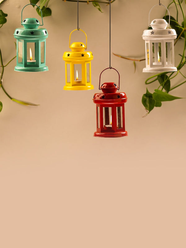 Multicoloured Set of 4 Lantern Tealight Candle