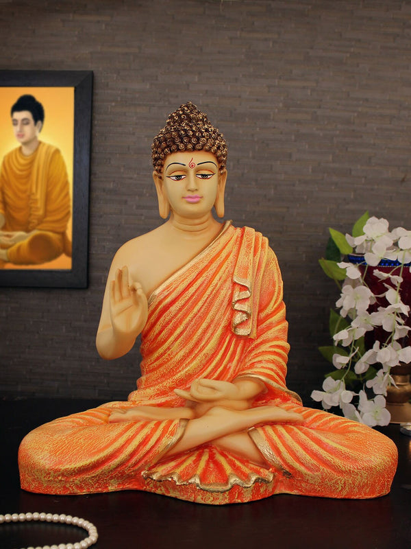 Orange Decorative Buddha Idol Showpiece