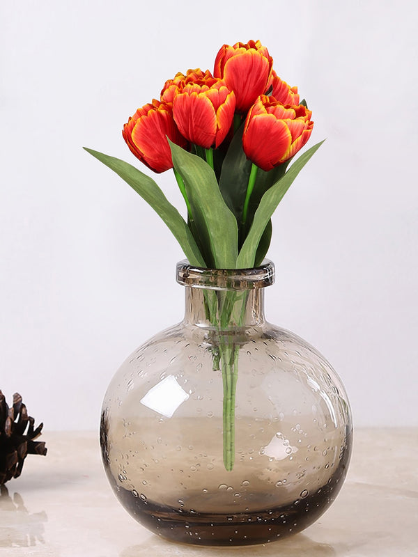 Orange and Green Tulips Artificial Flower Sticks