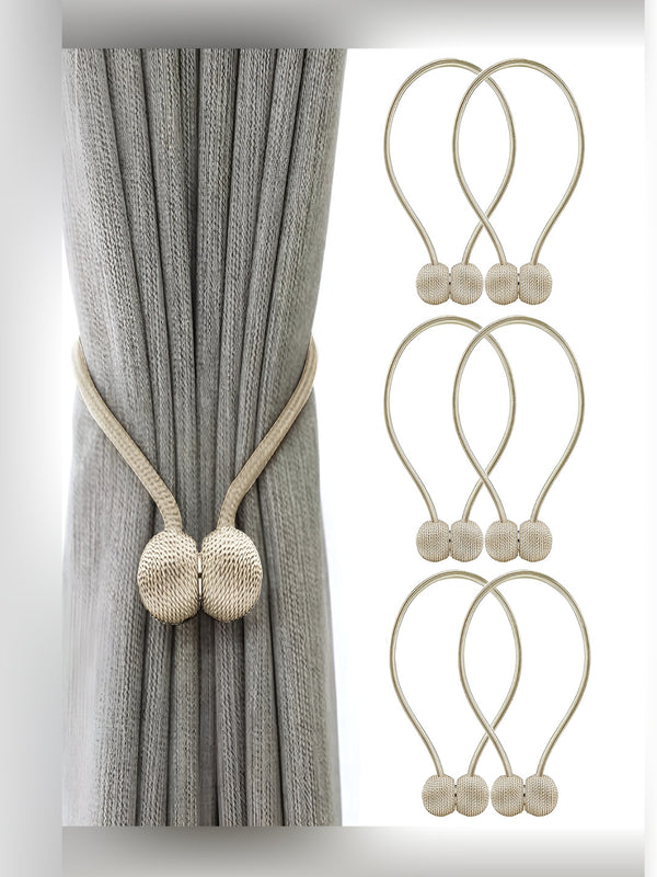 6 Pieces Beige Textured Curtain Tie-Backs