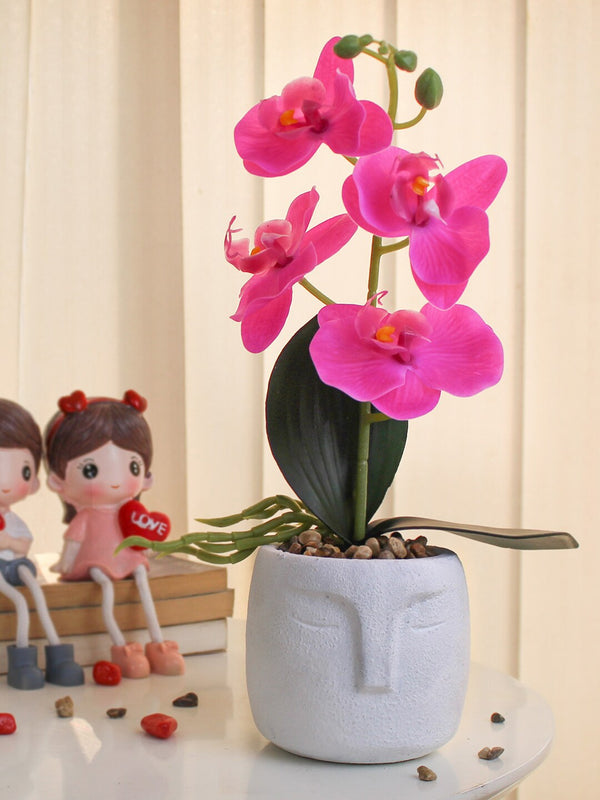 Pink Orchid Decor Artificial Flowers and Plants With Pot