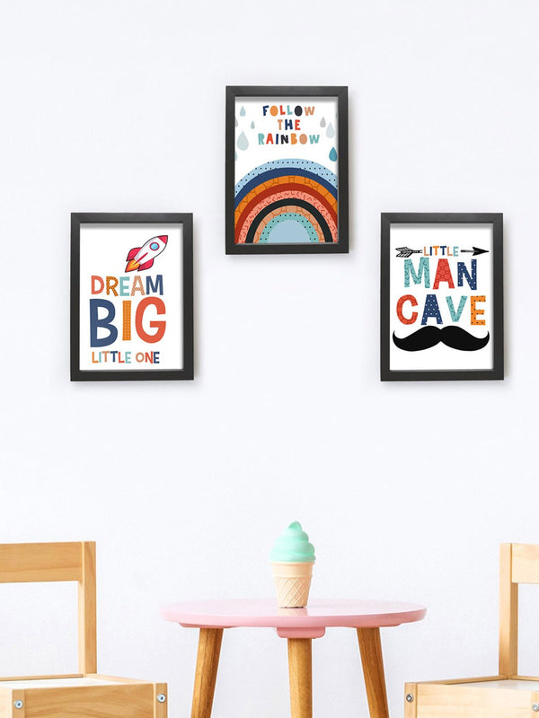Set of 3 Multi-Coloured Motivational Thoughts Wall Art