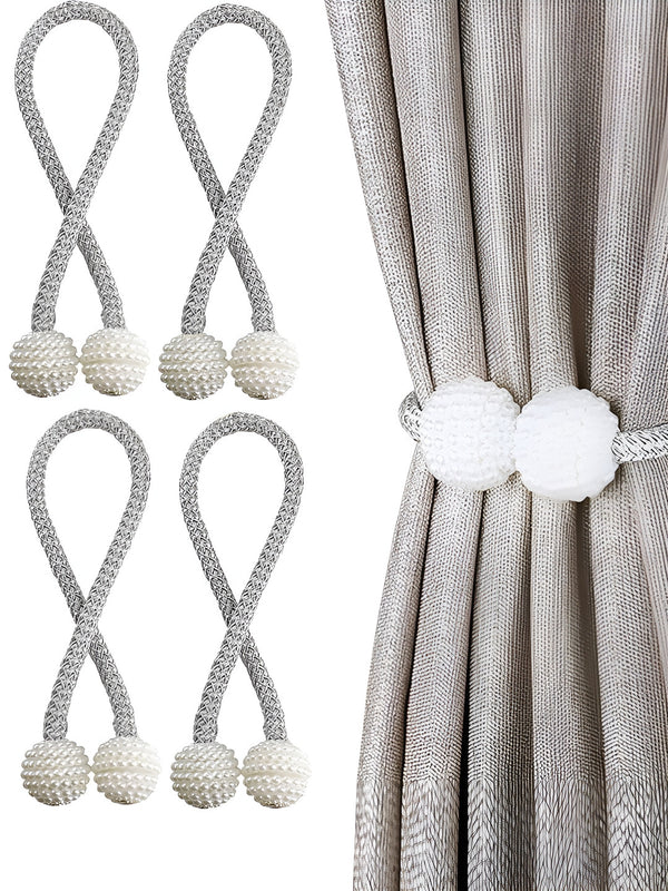 Grey Set of 4 Decorative Curtain Tiebacks