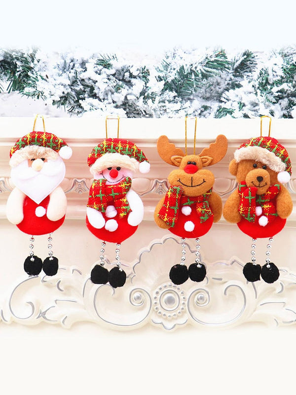 4-Pcs Red & White Christmas Snowman Hanging